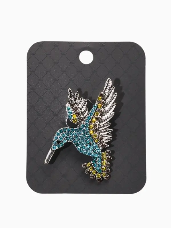 Брошь "Калибри", цветная в чернёном серебре