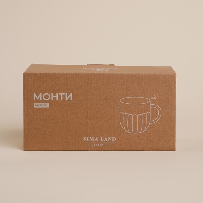 Набор кружек фарфоровых SL Home &laquo;Монти&raquo;, 400 мл, цвет коричневый