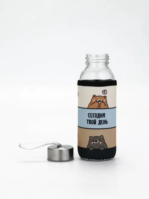 Бутылка стекло в чехле "Хорошего дня", 350мл