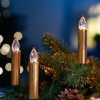 Светодиодные &laquo;Свечи на прищепках золотистые&raquo; 9 см, набор 10 шт, 10 LED, от батареек АААх6, пульт, свечение тёплое белое