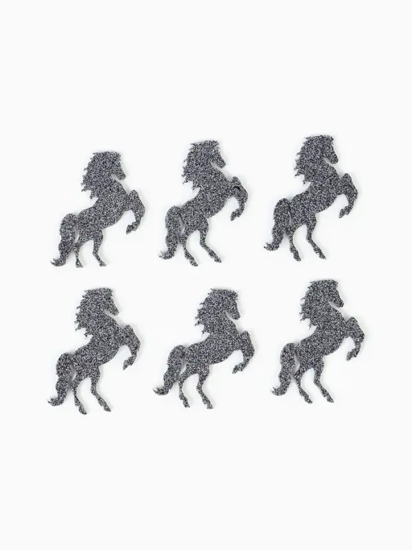 Декор "Лошадки" на клеевой основе, цвет графит, набор 6 шт.