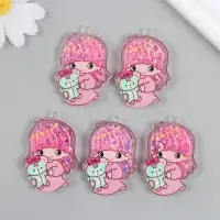 Шейкер для творчества акрил "Малышка с медвежонком" с глиттером 0,5х3,4х5,1 см