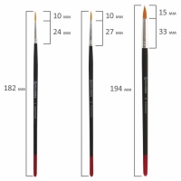 Набор кистей, синтетика, 5 штук, BRAUBERG (круглая, № 1, 2, 5, плоская № 5, 8), блистер