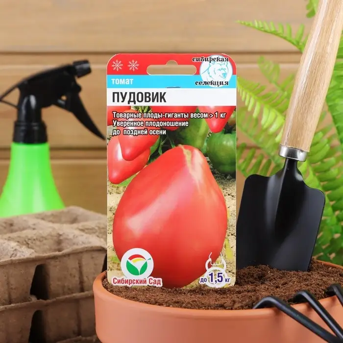 Семена Томат &laquo;Пудовик&raquo; среднеранний, детерминантный, высокорослый 20 шт., &laquo;Сибирский сад&raquo;