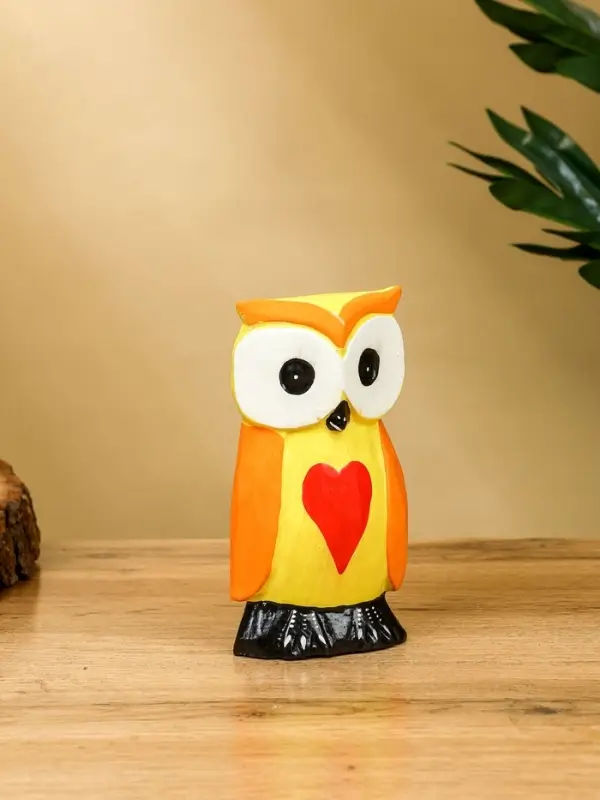 Набор сувенирный &laquo;Совята с сердечком&raquo;, h=15 см, h=12.5 см, h=9.5 см, дерево, оранжево-желтый