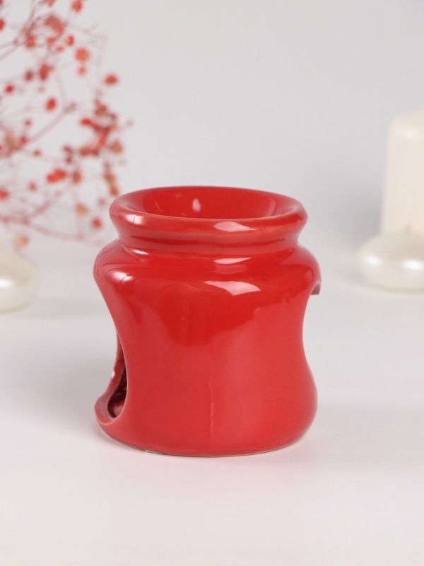 Аромалампа керамика + ароматический воск "Сердце" красная 7,5х7,5х8 см