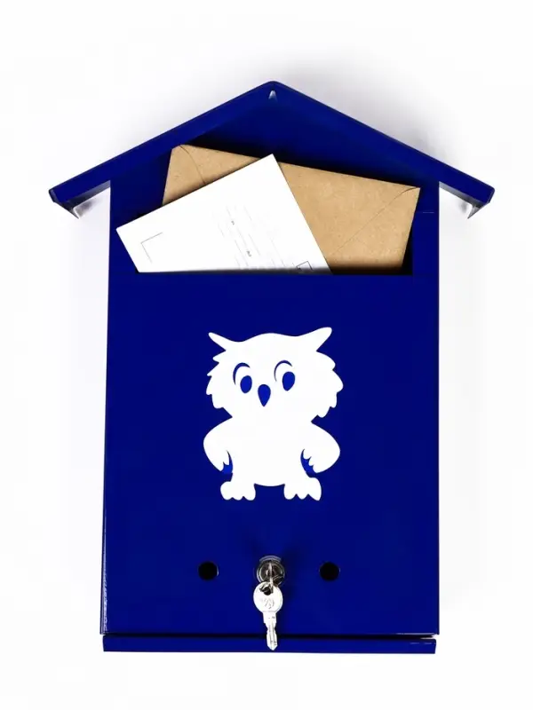 Ящик почтовый с замком, вертикальный "Филин", синий
