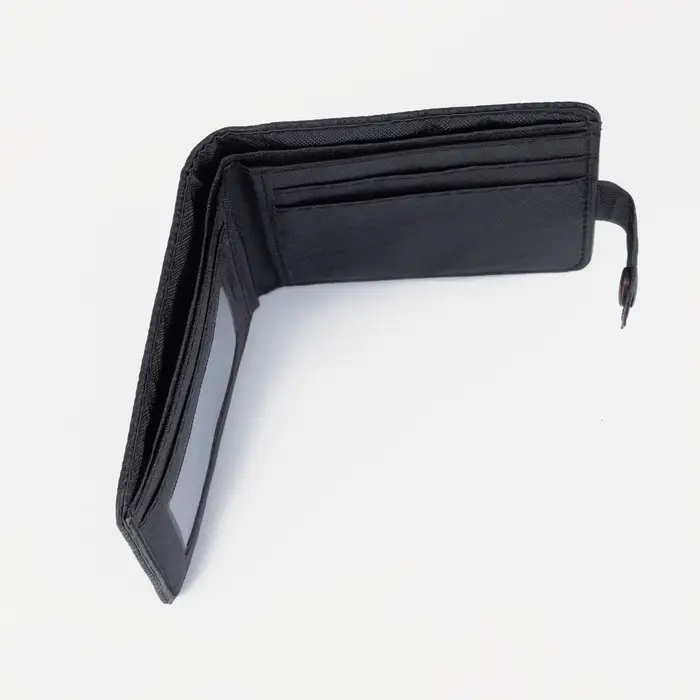 Портмоне мужское на кнопке, отдел для купюр, для карт, цвет чёрный