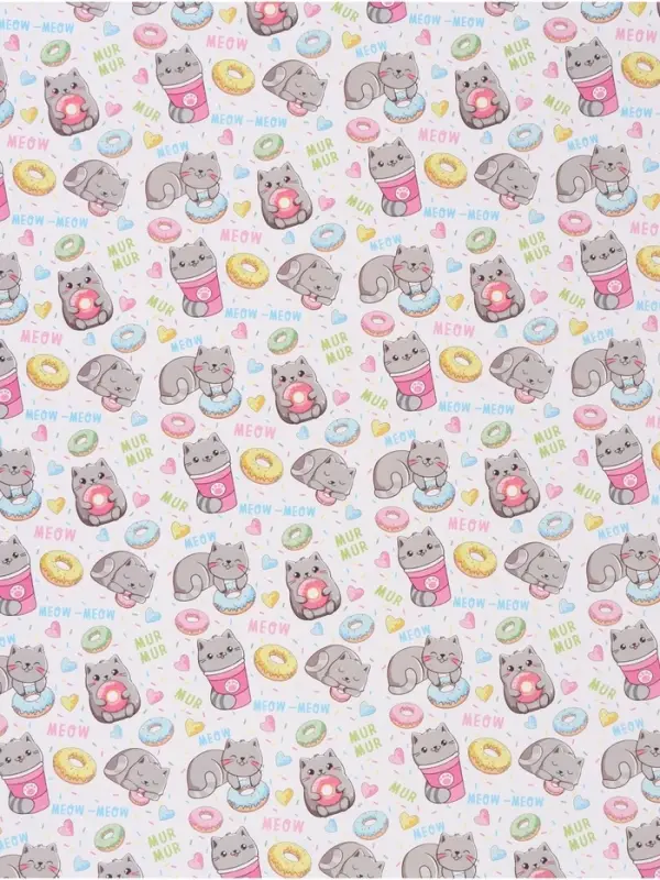Бумага упаковочная глянцевая &laquo;Котики&raquo;, 70 &times; 100 см