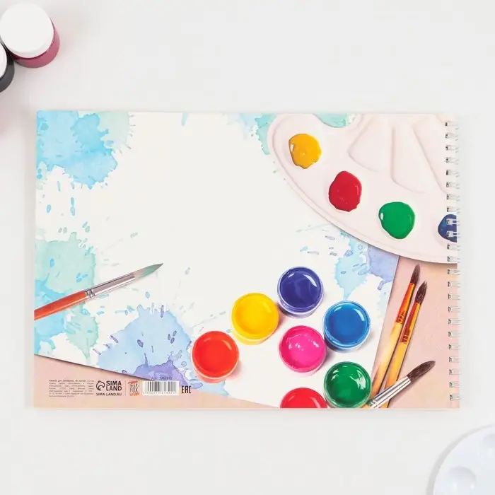 Альбом для рисования 40 листов А4 на пружине &laquo;Краски&raquo; обложка 200 г/м&sup2;, бумага 100 г/м&sup2;.