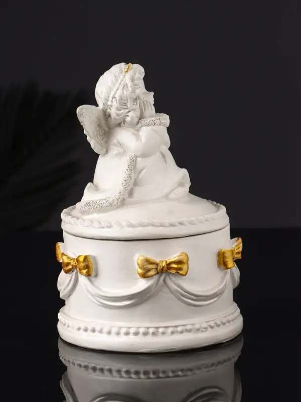 Шкатулка с бантами "Ангел " 12х9 см, перламутр