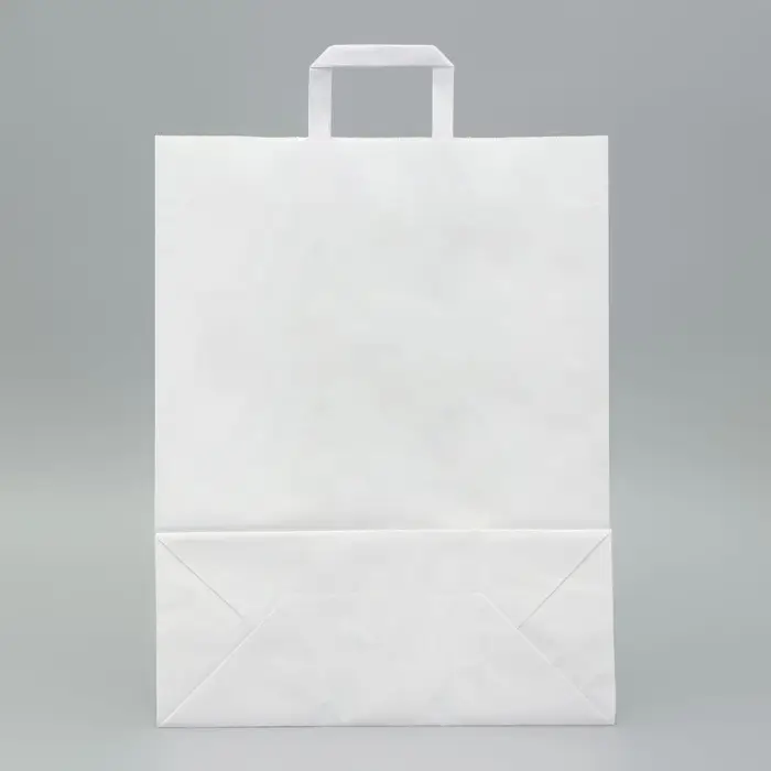 Пакет крафт без печати, белый, плоская ручка 35&times;15&times;45 см