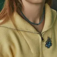 Чокер из бисера &laquo;Хрусталь&raquo;, сердце, голубой в серебре, 37 см + 5 см доп, цепочка