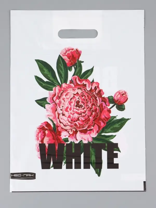 Пакет "Пионы , полиэтиленовый с вырубной ручкой 30х40 см, 60 мкм