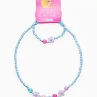 Набор детский &laquo;Выбражулька&raquo; 2 предмета: бусы, браслет, единорог, цветы, цвет голубой