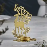 Подсвечник "Олень" металл на одну свечу, 6,5х9,6х14,5 см, золотой