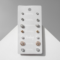 Пусеты 7 пар &laquo;На каждый день&raquo; набор вечеринка, цвет МИКС