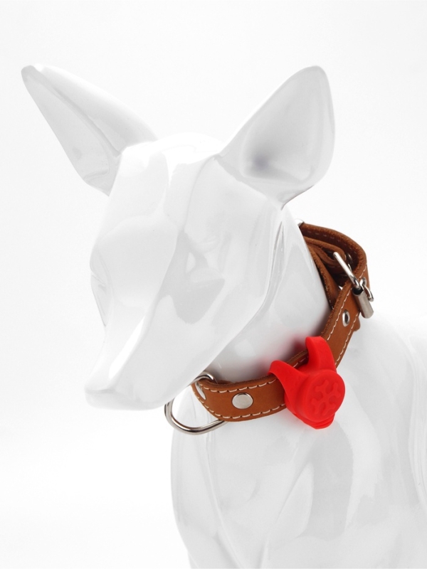 Световой маячок на ошейник/поводок с 3 режимами свечения "Лапка", 3,2 см, силикон, красный