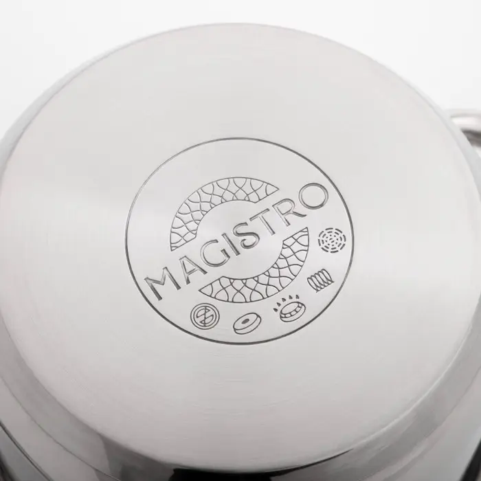 Кастрюля Magistro Klimena, 2,5 л, нержавеющая сталь, AISI - 201, крышка-дуршлаг, носик для слива, капсульное дно, индукция