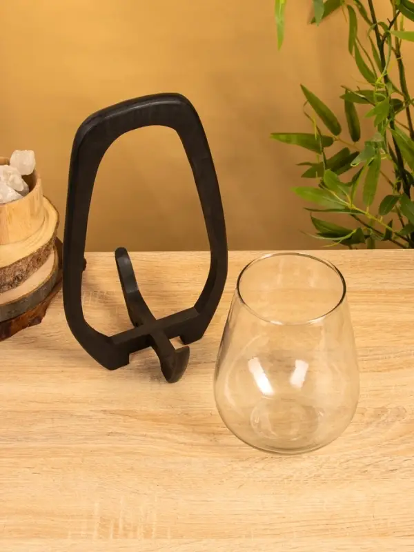 Подсвечник "Аура" 18х19х33 см, стекло, дерево