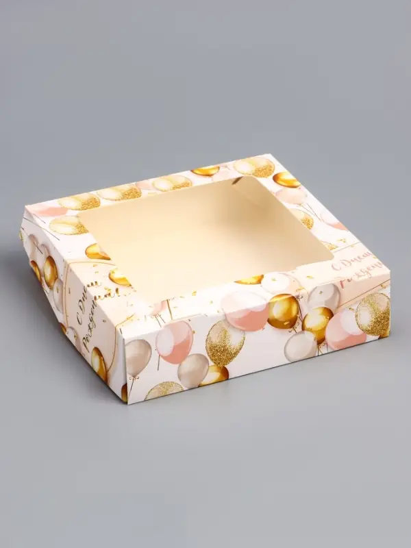 Коробки подарочная, складная, с окном, &laquo;С Днем Рождения&raquo; 15&times;15&times;4 см