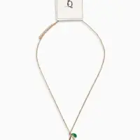 Кулон на цепочке "Черешня", цвет бордово-зелёный в золоте 40+удл