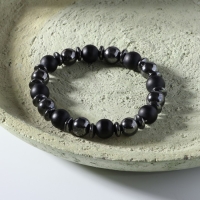 Браслет мужской &laquo;Шунгит + Гематит&raquo; через диск
