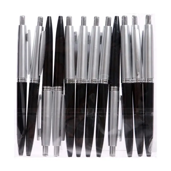 Ручка шариковая автоматическая &laquo;Лого. Прано&raquo; 0.5 мм, стержень синий, корпус чёрный + серебро