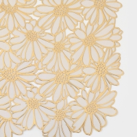 Салфетка сервировочная на стол Доляна, 45&times;30 см, бело-золотая