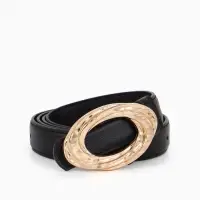 Ремень жен 04-01-01-04, Июнь2513, 2,4*0,3*110 см, без винта, пряж золото, гвоздик, черный