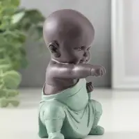 Сувенир полистоун "Маленький будда - кунг-фу" зелёно-коричневый 6,8х7,5х11 см