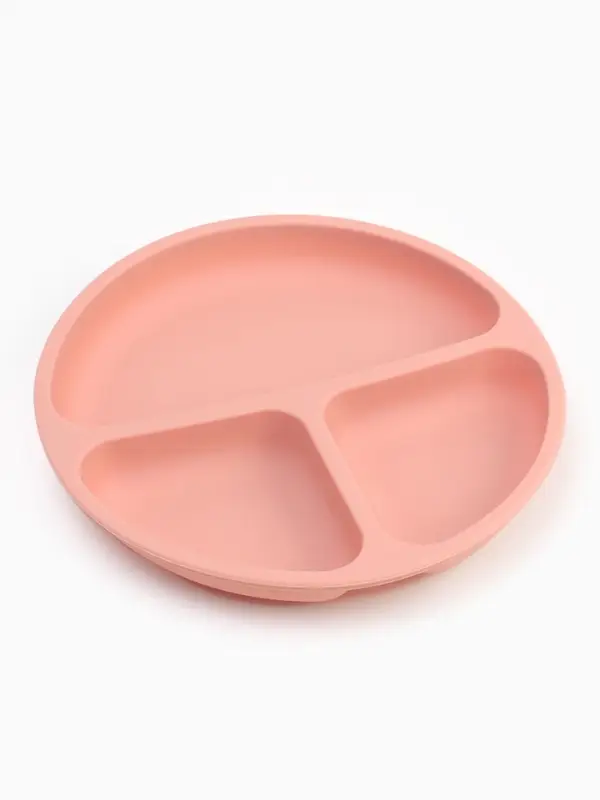 Тарелка детская секционная с ложкой и вилкой, 3 секции, розовый, Mum&Baby