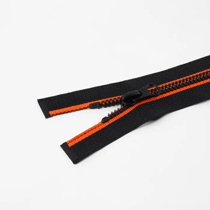 Молния &laquo;Трактор&raquo;, №5, разъёмная, замок автомат, 60 см, чёрная, оранжевая