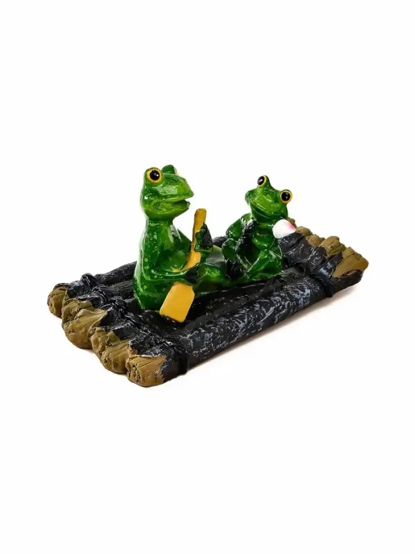 Садовая фигура 17 х 11 х 9,5 см "Лягушки на плоту" Водоплавающая