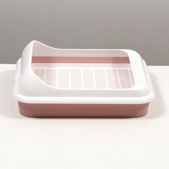 Туалет "Лекси" для кошек, с решёткой и совком 45 х 36 х 15 см, розовый