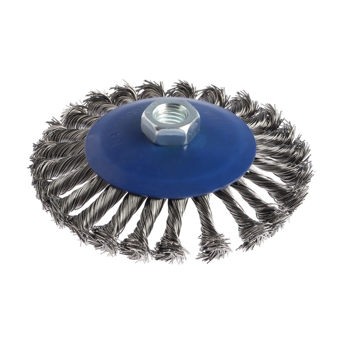 Щетка металлическая для УШМ ТУНДРА, крученая проволока, "тарелка", М14, 125 мм
