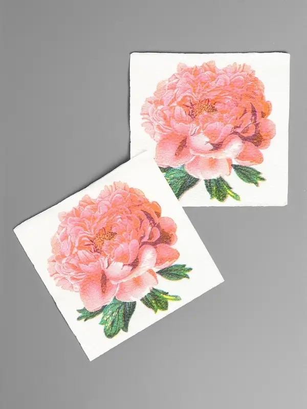 Салфетки бумажные Гармония цвета многоцветие "Пион розовый", 24*24 см 50 листов
