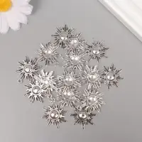 Металлический элемент, декоративная подвеска &laquo;Арт Узор. Яркое солнышко&raquo;, серебро, 2.8&times;2.5 см