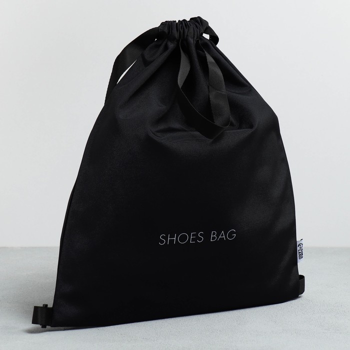 Мешок для обуви, чёрный, два вида ручек, текстиль 30&times;40 см
