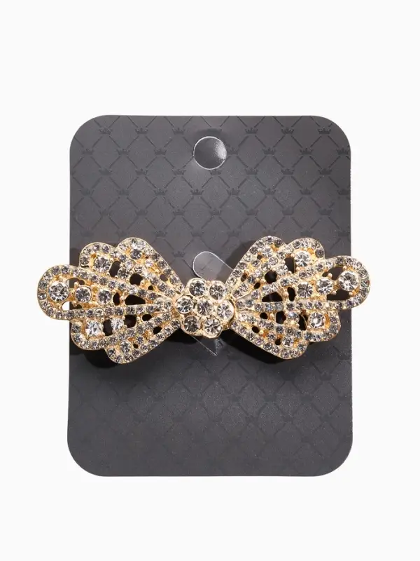 Зажим для кардигана "Ажур", бант, цвет белый в золоте