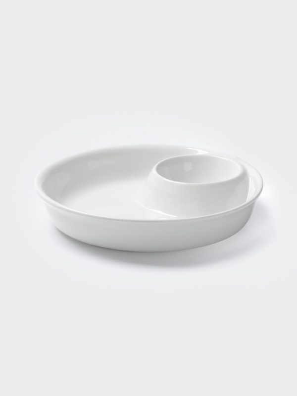 Блюдо Hanna Kn&ouml;vell, d=25 см, с секцией для соуса, фарфор, белое