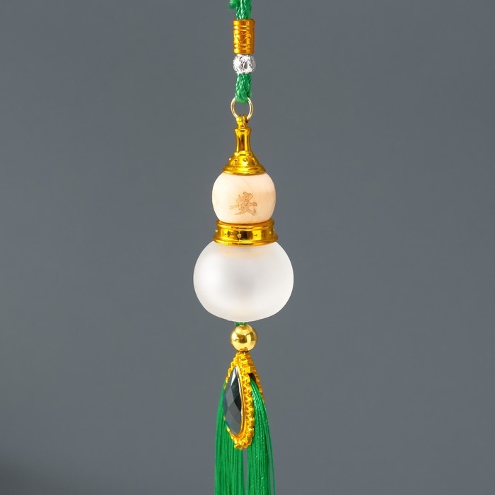 Подвеска стекло, текстиль "Тыква горлянка" зелёная 3,5х3,5х38 см