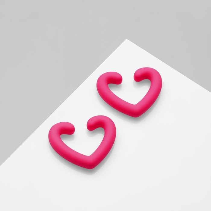 Серьги &laquo;Каффы&raquo; набор 2 шт, сердце, цвет розовый