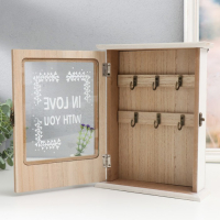 Ключница дерево 6 крючков "Лаванда в кувшине" 26,3х21х7,8 см  МИКС