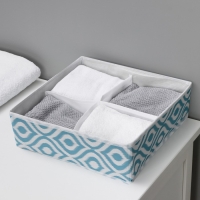 Органайзер для хранения белья Доляна &laquo;Лагуна&raquo;, 4 ячейки, 29&times;29&times;10 см, цвет бирюзовый