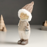 Сувенир полистоун "Малышка/Малыш в вязаном наряде, с носком/фонариком" МИКС 5х7,5х22 см