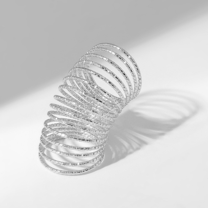 Кольцо &laquo;Пружинка&raquo;, цвет серебро