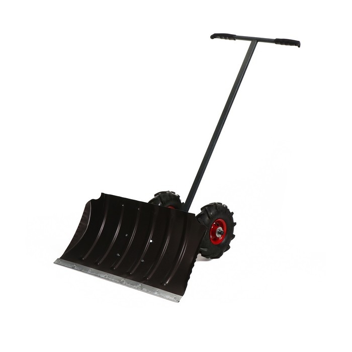Движок металлический для уборки снега, на колёсах, ковш МИКС 430 &times; 750 мм, металлическая планка, металлическая ручка цвет МИКС
