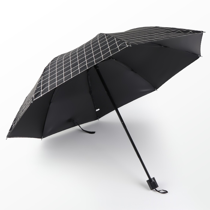 Зонт механический &laquo;Крупная клетка&raquo;, эпонж, 4 сложения, 8 спиц, R = 47/55 см, D = 110 см, цвет МИКС