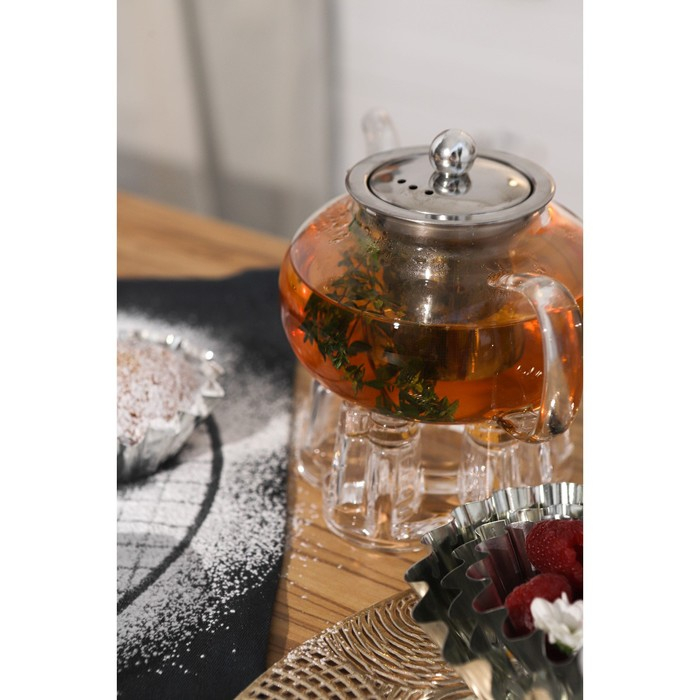 Чайник стеклянный заварочный с металлическим ситом Доляна &laquo;Калиопа&raquo;, 600 мл